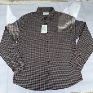 Nordstrom Mens XL Trim Fit Button Down Shirt Navy Blue Brown‎ York Check NEW